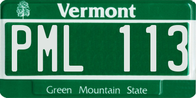 VT license plate PML113
