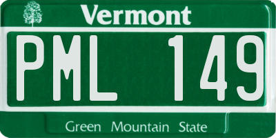 VT license plate PML149