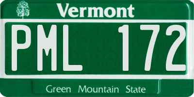 VT license plate PML172