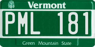 VT license plate PML181