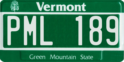 VT license plate PML189