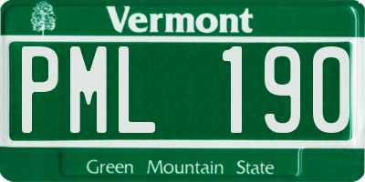 VT license plate PML190