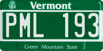 VT license plate PML193