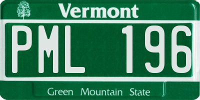 VT license plate PML196