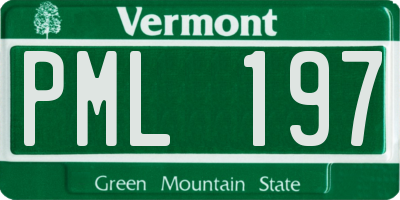 VT license plate PML197