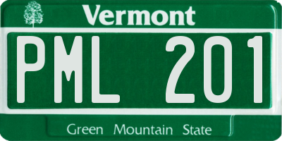 VT license plate PML201