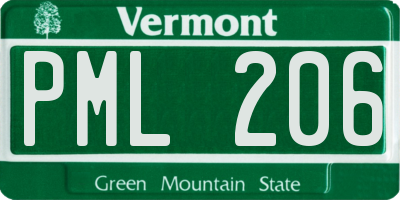 VT license plate PML206