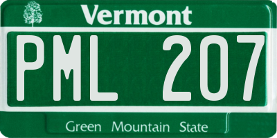 VT license plate PML207