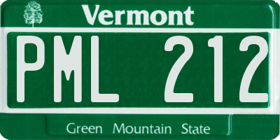 VT license plate PML212