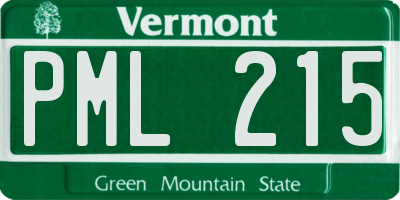 VT license plate PML215