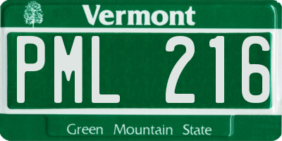 VT license plate PML216
