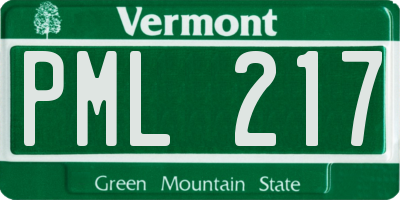 VT license plate PML217