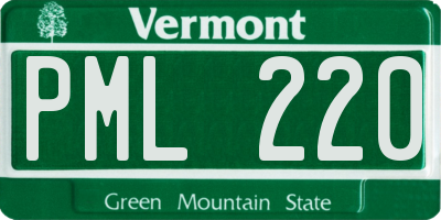 VT license plate PML220