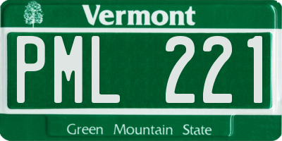 VT license plate PML221