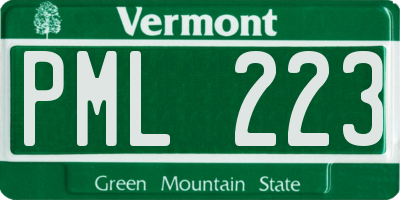 VT license plate PML223