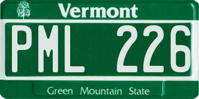 VT license plate PML226