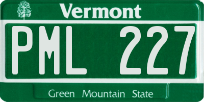 VT license plate PML227
