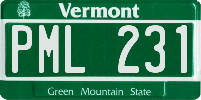 VT license plate PML231