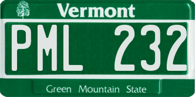 VT license plate PML232