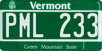 VT license plate PML233