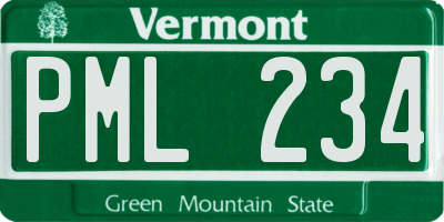 VT license plate PML234
