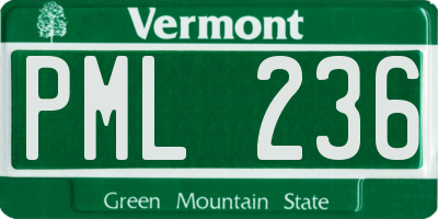 VT license plate PML236