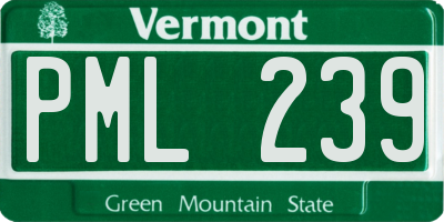 VT license plate PML239