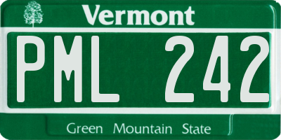 VT license plate PML242