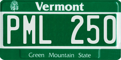 VT license plate PML250
