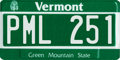 VT license plate PML251