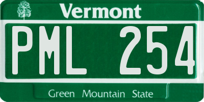 VT license plate PML254