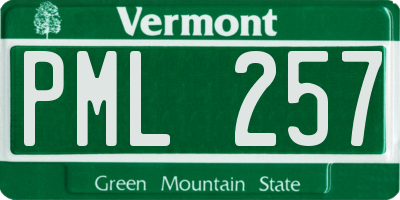 VT license plate PML257