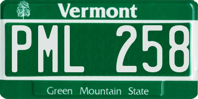 VT license plate PML258