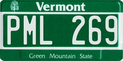 VT license plate PML269