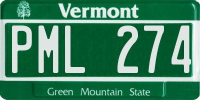 VT license plate PML274