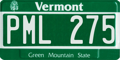 VT license plate PML275