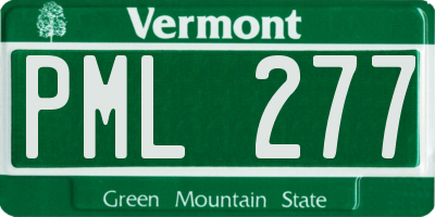 VT license plate PML277