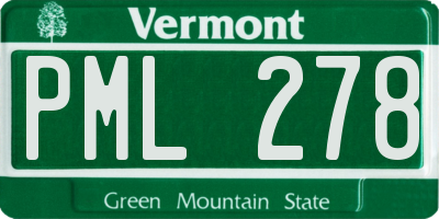 VT license plate PML278