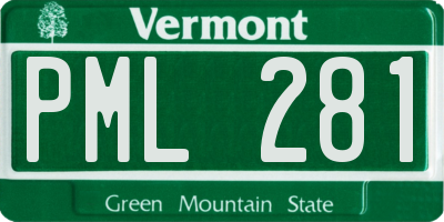 VT license plate PML281
