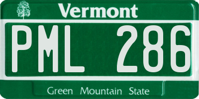 VT license plate PML286