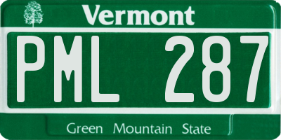 VT license plate PML287