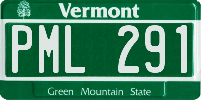 VT license plate PML291