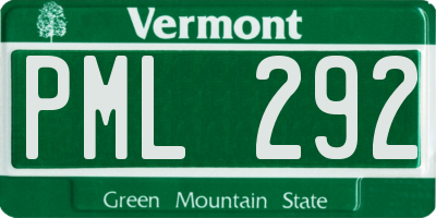 VT license plate PML292
