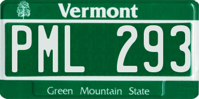 VT license plate PML293
