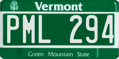 VT license plate PML294