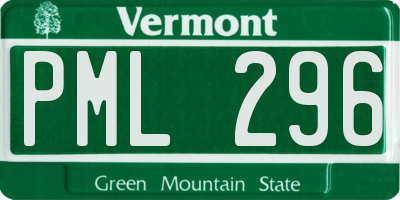 VT license plate PML296