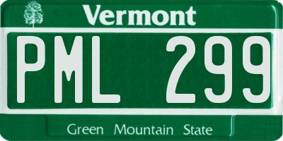 VT license plate PML299