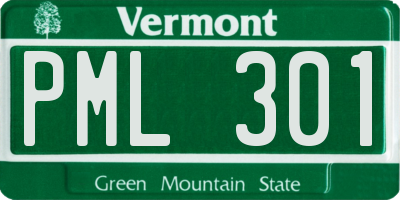 VT license plate PML301
