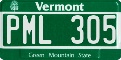 VT license plate PML305