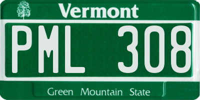 VT license plate PML308
